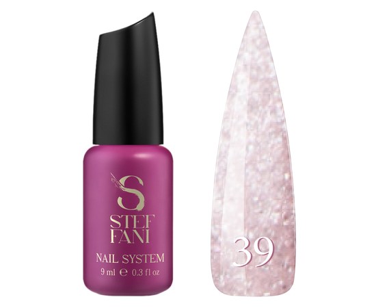 Изображение  Base camouflage for gel polish Steffani Cover Base №39 reflective pink pearls with mother-of-pearl and shimmer, 9 ml, Volume (ml, g): 9, Color No.: 39