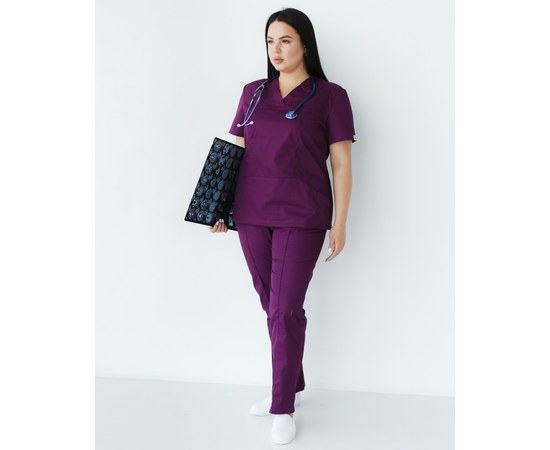 Изображение  Медицинский костюм женский Топаз фиолетовый +SIZE р. 56, "БЕЛЫЙ ХАЛАТ" 318-335-705, Размер: 56, Цвет: фиолетовый