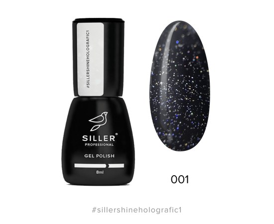Изображение  Glossy top without a sticky layer Siller Professional Shine Holografic no Wipe No. 1, 8 ml