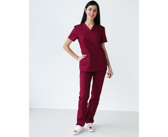 Изображение  Women's medical suit Topaz Marsala s. 42, "WHITE ROBE" 137-326-705, Size: 42, Color: marsala