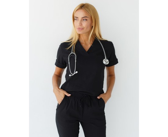 Изображение 4 Women's medical suit Marseille black s. 40, "WHITE ROBE" 383-321-708, Size: 40, Color: black