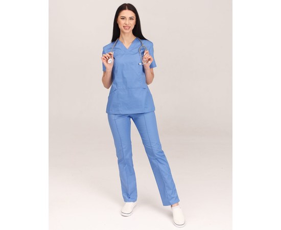 Изображение 9 Women's medical suit Topaz blue s. 42, "WHITE ROBE" 137-333-705, Size: 42, Color: blue light
