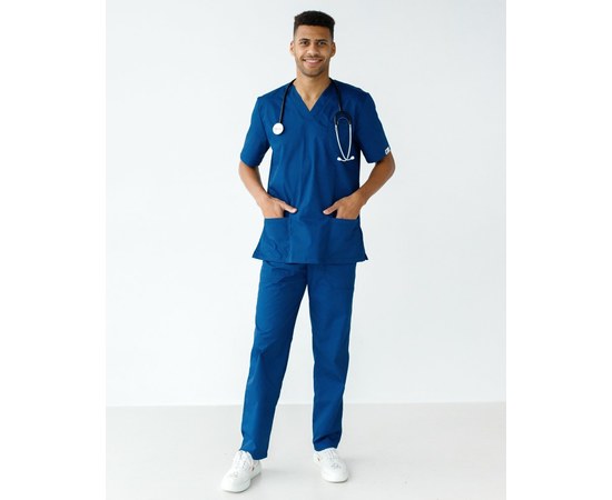 Изображение  Medical suit for men Granite blue s. 48, "WHITE ROBE" 130-322-710, Size: 48, Color: blue