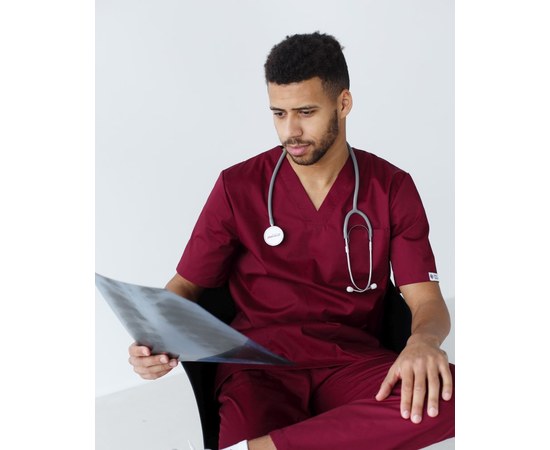 Изображение 4 Medical suit for men Granite Marsala s. 46, "WHITE ROBE" 130-326-710, Size: 46, Color: marsala