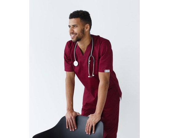 Изображение 3 Medical suit for men Granite Marsala s. 46, "WHITE ROBE" 130-326-710, Size: 46, Color: marsala