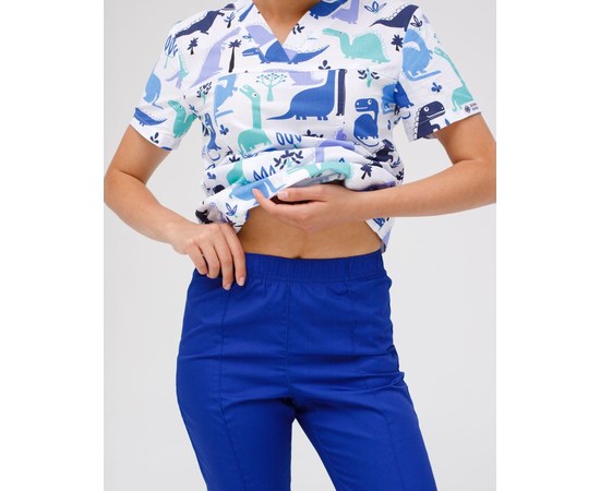 Изображение 5 Medical suit with print women's Topaz Dinosaurs blue s. 42, "WHITE ROBE" 138-322-859, Size: 42, Color: динозавры синий