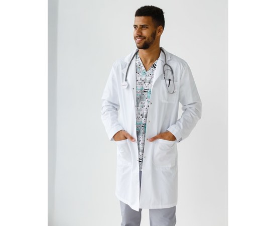 Изображение  Medical robe for men Berlin white s. 56, "WHITE ROBE" 155-324-679, Size: 56, Color: white