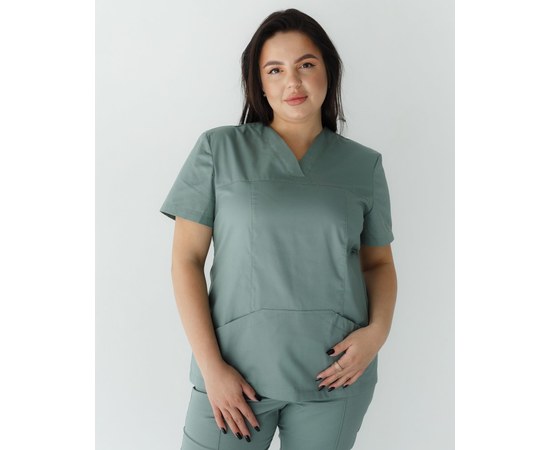 Изображение 7 Медицинская рубашка женская Топаз оливковая +SIZE р. 56, "БЕЛЫЙ ХАЛАТ" 386-327-705, Размер: 56, Цвет: оливковый