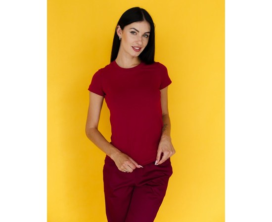 Зображення  Медична футболка жіноча бордова р. S, "БІЛИЙ ХАЛАТ" 152-349-681, Розмір: S, Колір: бордовий