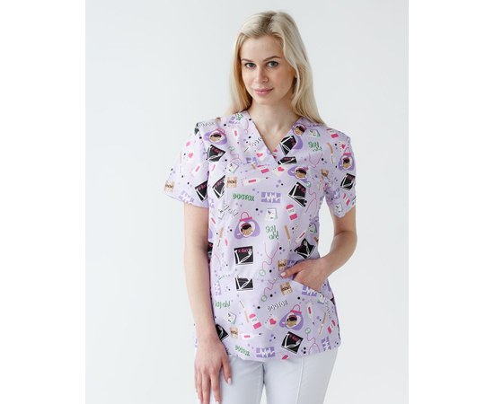 Изображение  Women's medical shirt Topaz print Laboratory s. 46, "WHITE ROBE" 126-324-775, Size: 46, Color: laboratory