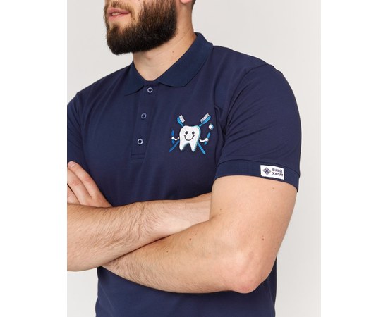Изображение  Men's blue medical polo with Zubik embroidery s. 2XL, "WHITE ROBE" 148-322-636, Size: 2XL, Color: blue