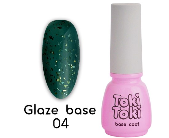 Изображение  Base for gel polish Toki-Toki Glaze Base GL04 green, 5 ml, Volume (ml, g): 5, Color No.: GL04, Color: Green