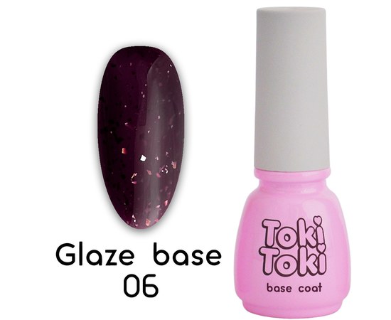 Изображение  Base for gel polish Toki-Toki Glaze Base GL06 burgundy, 5 ml, Volume (ml, g): 5, Color No.: GL06, Color: burgundy
