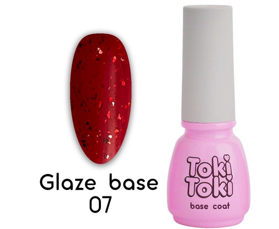 Изображение  База для гель-лака Toki-Toki Glaze Base GL07 красный, 5 мл, Объем (мл, г): 5, Цвет №: GL07, Цвет: Красный