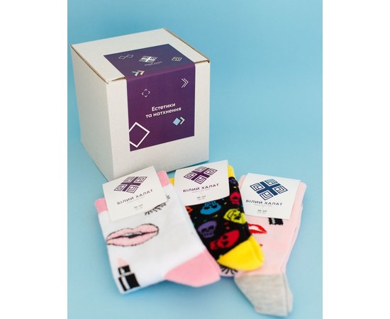 Изображение  Set of socks in a gift box: Aesthetics and nathnennya #1 s. 36-40, "WHITE ROBE" 415-394-885