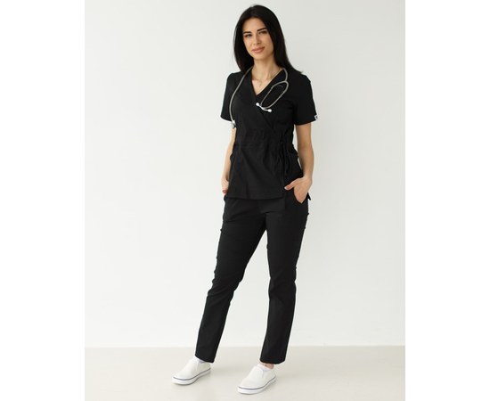 Изображение  Women's medical suit Rio black s. 48, "WHITE ROBE" 135-321-707, Size: 48, Color: black