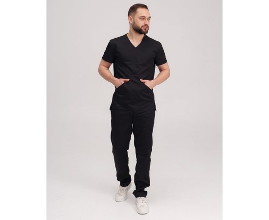 Изображение  Men's medical suit Milan black s. 54, "WHITE ROBE" 134-321-708, Size: 54, Color: black