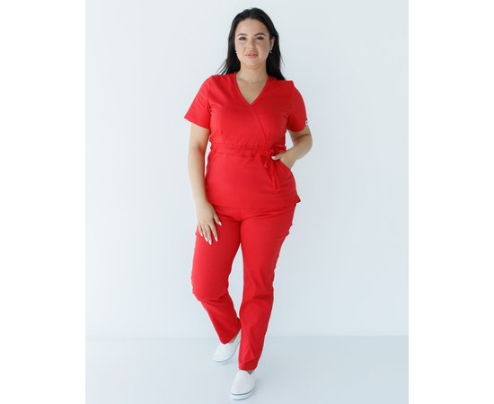 Изображение  Медицинский костюм женский Рио красный +SIZE р. 56, "БЕЛЫЙ ХАЛАТ" 346-339-704, Размер: 56, Цвет: красный