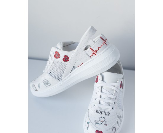 Изображение  Medical Shoes Sneakers with Open Heel Doctor PU Sole s. 39, "WHITE ROBE" 347-324-849, Size: 39, Color: doctor