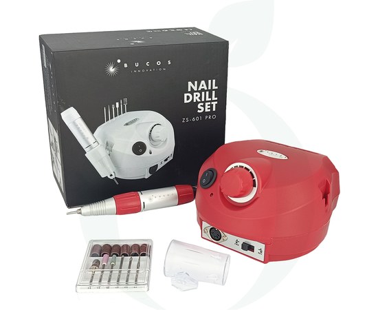 Изображение  Nail drill for manicure and pedicure Bucos ZS-601 PRO 45 W, red