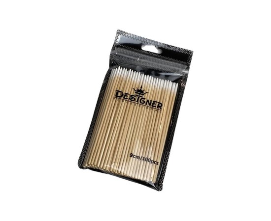 Изображение  Wooden microbrushes (applicators) with a cotton tip 9 cm, 100 pcs.
