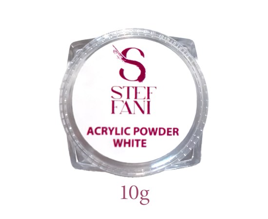 Изображение  Акриловая пудра для ногтей Steffani Acryl Powder №02 White белый, 10 г