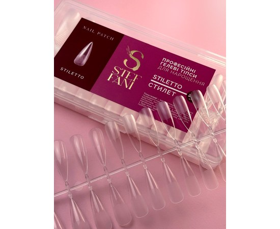 Изображение 2 Гелевые типсы для наращивания ногтей Steffani STILETTO стилет, 240 шт