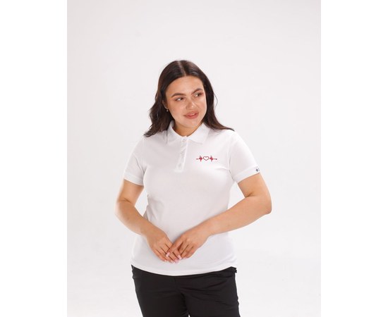 Изображение  Women's white medical polo shirt with Cardiogram embroidery s. XL, "WHITE ROBE" 147-324-894, Size: XL, Color: white