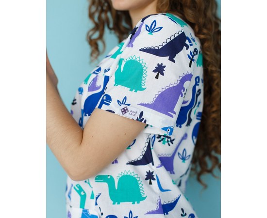 Изображение 2 Women's medical shirt Topaz print dinosaurs electric s. 44, "WHITE ROBE" 126-334-640, Size: 44, Color: dinosaur electrician