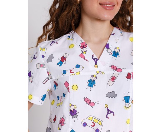 Изображение 3 Women's medical shirt Topaz print MediKids s. 52, "WHITE ROBE" 126-324-774, Size: 52, Color: medikids