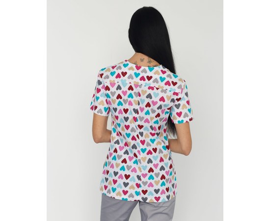 Изображение 3 Women's medical shirt Topaz print Hearts gray s. 52, "WHITE ROBE" 126-484-705, Size: 52, Color: hearts gray