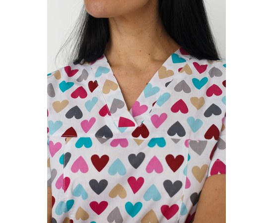 Изображение 4 Women's medical shirt Topaz print Hearts gray s. 44, "WHITE ROBE" 126-484-705, Size: 44, Color: hearts gray