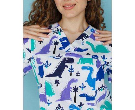 Изображение 4 Women's medical shirt Topaz print dinosaurs electric s. 50, "WHITE ROBE" 126-334-640, Size: 50, Color: dinosaur electrician