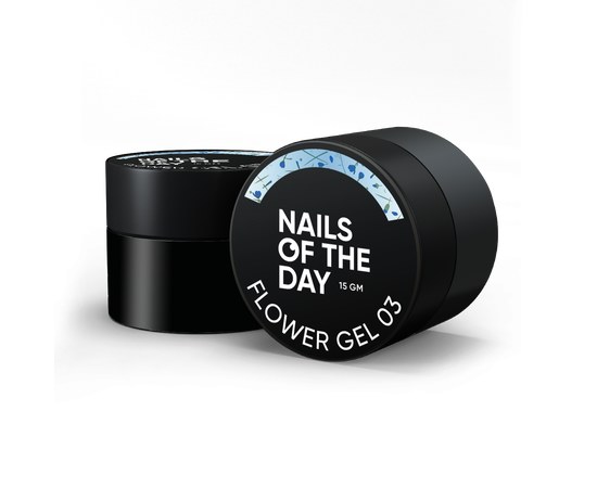 Изображение  Nails of the Day Build gel Flower 03 - голубой строительный гель с сухими цветочками для ногтей, 15 мл, Объем (мл, г): 15, Цвет: 03