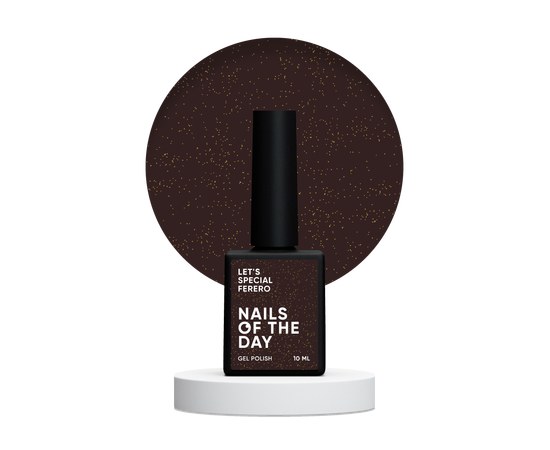 Изображение  Nails of the Day Let’s special Ferero - коричневый с блестками гель-лак для ногтей, перекрывающий в один слой, 10 мл, Объем (мл, г): 10, Цвет №: Ferero