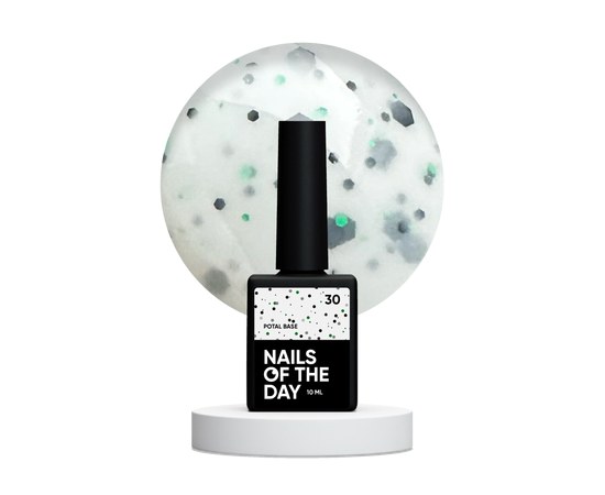 Изображение  Nails of the Day Potal base 30 - milky base with black and green glitter, 10 ml, Volume (ml, g): 10, Color No.: 30