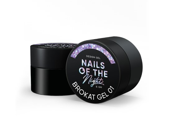 Изображение  Nails Of The Night Brokat gel 01 - design gel with multi-colored brocade and glitter for nails, 5 g, Volume (ml, g): 5, Color No.: 1