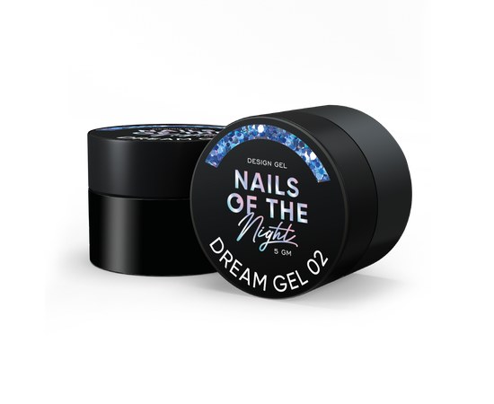 Изображение  Nails Of The Night Dream gel 02 - design gel with incredible hexagons of different sizes and nail glitter, 5 g, Volume (ml, g): 5, Color No.: 2