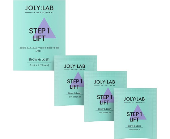 Изображение  Набор средств для ламинирования бровей и ресниц Joly:Lab Lift Step 1, 3 шт. х 2 мл