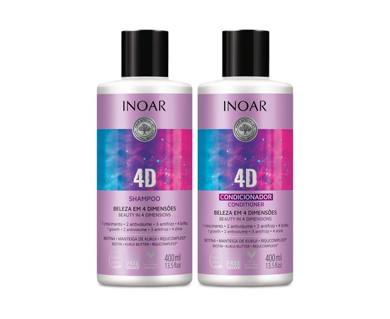 Изображение  Set of intensive treatment Inoar G. Hair 4D Beauty In 4 Dimension, 2x400 ml