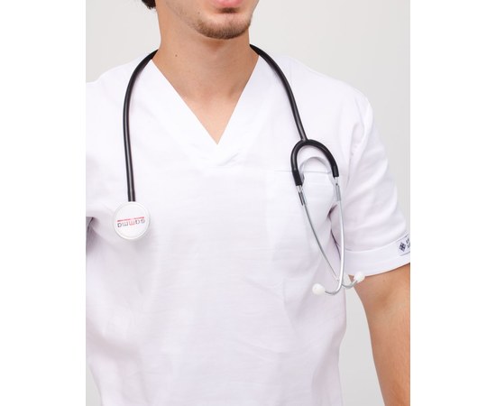 Изображение 3 Medical suit for men Marseille white s. 46, "WHITE ROBE" 353-324-708, Size: 46, Color: white