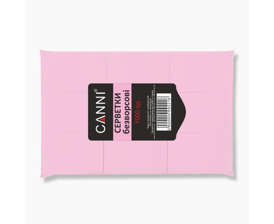 Зображення  Серветки безворсові CANNI для зняття липкого шару рожеві, 1000 шт
