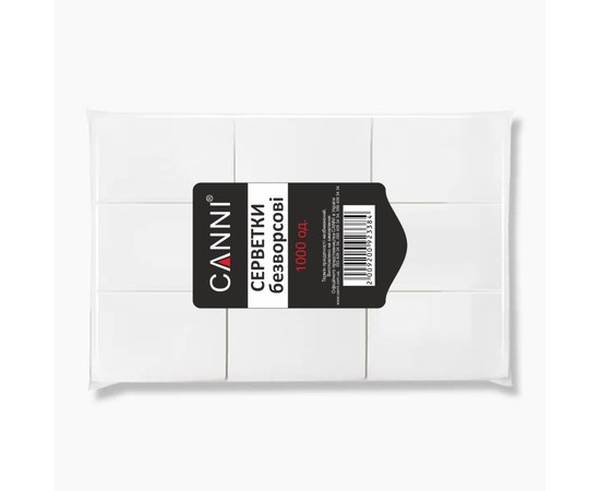 Изображение  Салфетки безворсовые CANNI для снятия липкого слоя белые, 1000 шт