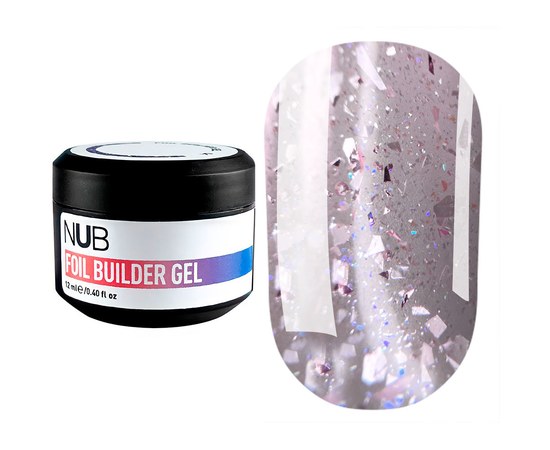 Изображение  Builder gel for nail modeling translucent with gold leaf NUB Foil Builder Gel №02, 12 ml, Volume (ml, g): 12, Color No.: 2