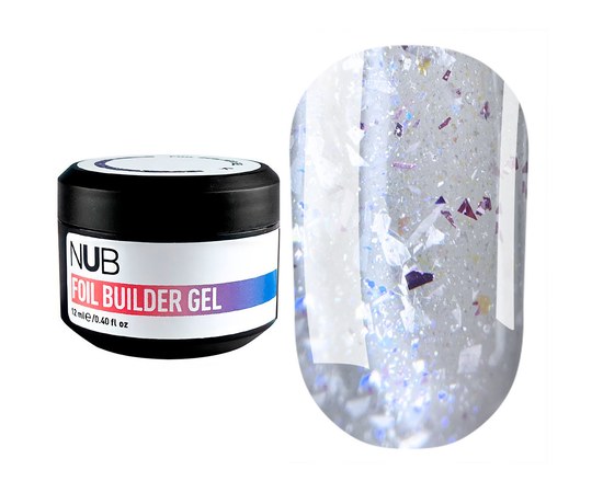 Изображение  Builder gel for nail modeling translucent with gold leaf NUB Foil Builder Gel №03, 12 ml, Volume (ml, g): 12, Color No.: 3