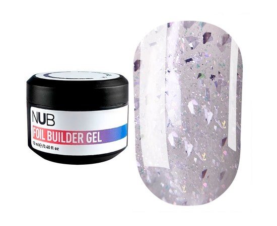 Изображение  Builder gel for nail modeling translucent with gold leaf NUB Foil Builder Gel №04, 12 ml, Volume (ml, g): 12, Color No.: 4