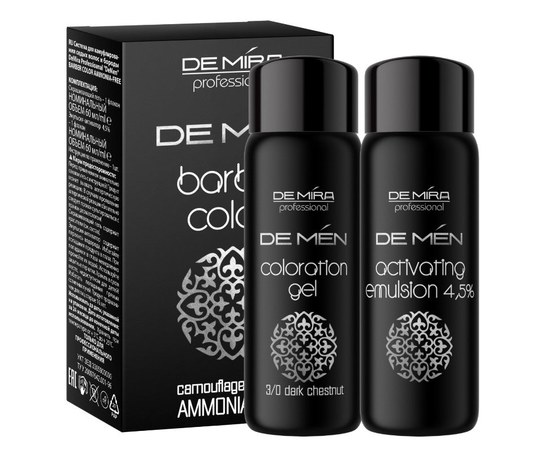 Изображение  Camouflage system for hair and beard DeMira "DeMen" BARBER COLOR AMMONIA FREE, 3/0