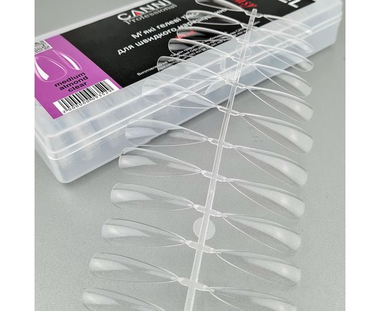 Изображение 2 Gel tips for quick extensions CANNI Medium Almond transparent, 240 pcs