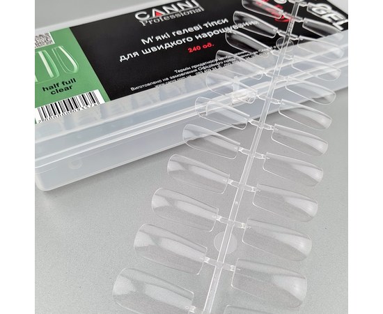 Изображение 2 Gel tips for quick extensions CANNI Half Full transparent, 240 pcs