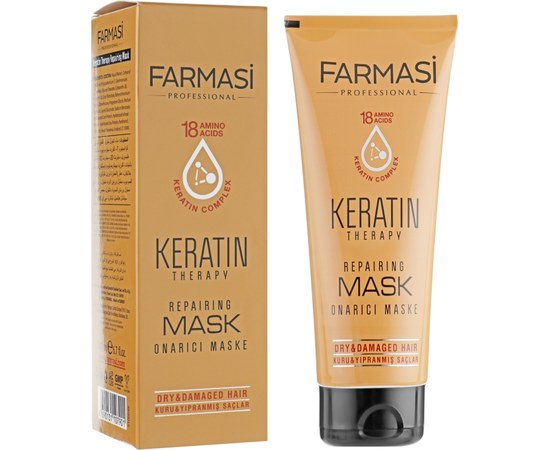 Изображение  Восстанавливающая маска для волос Farmasi "Кератиновая терапия", 200 мл